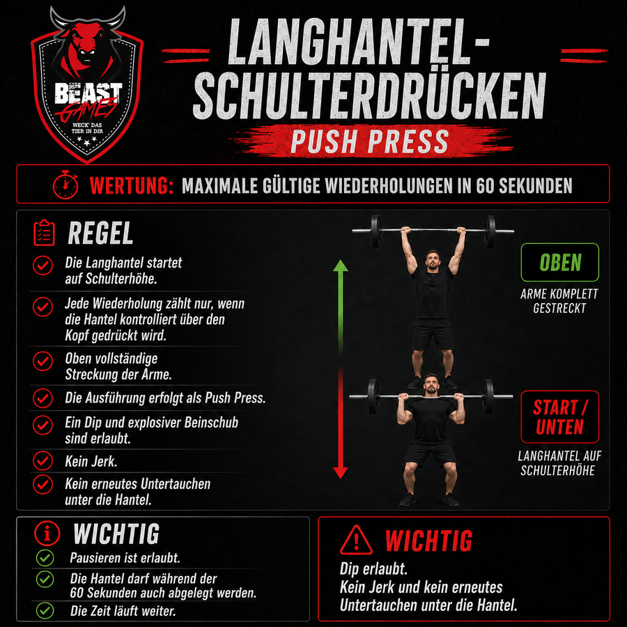 Langhantel-Schulterdrücken (Push Press)